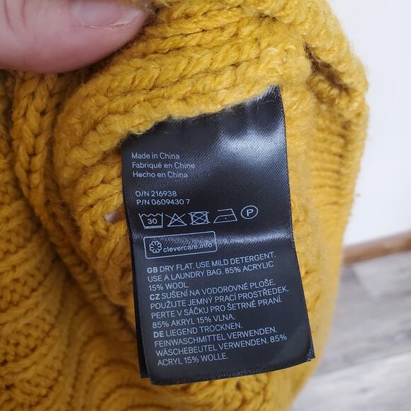 H&M Mustard Yellow Chunky Cable Knit Turtleneck Sweater Womens Large - Picture 6 of 6